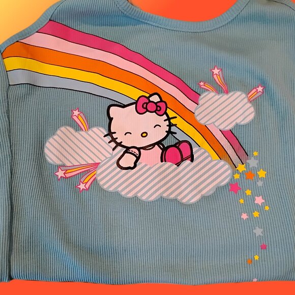 HELLO KITTY 100% COTTON LIGHT BLUE TANK TOP SMALL USED - Picture 3 of 11